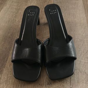 A New Day | Black Low Heel Slip-On Heels